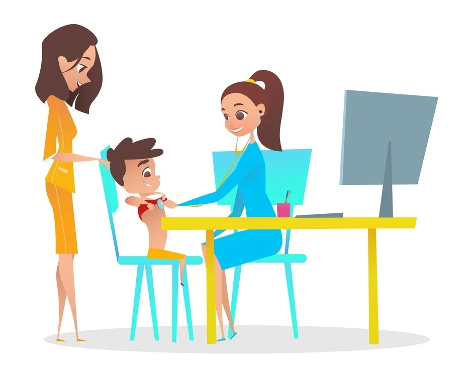 Pediatric Heart Checkup and Diagnosis Illustration